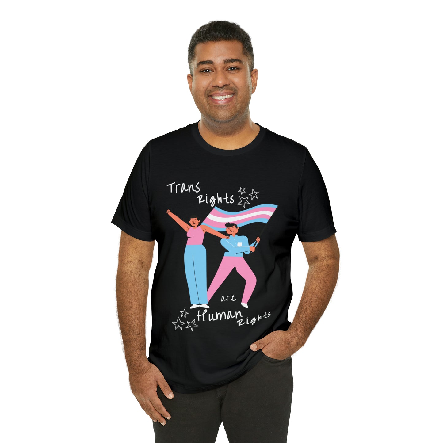 Trans Rights are Human Rights Comfy Activism Black Tee (Free Shipping!)