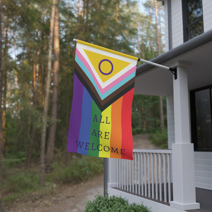 "All Are Welcome" Vertical PRIDE Progress Flag (Free Shipping!)